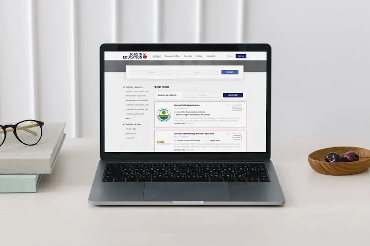 laptop showing jobs from the website